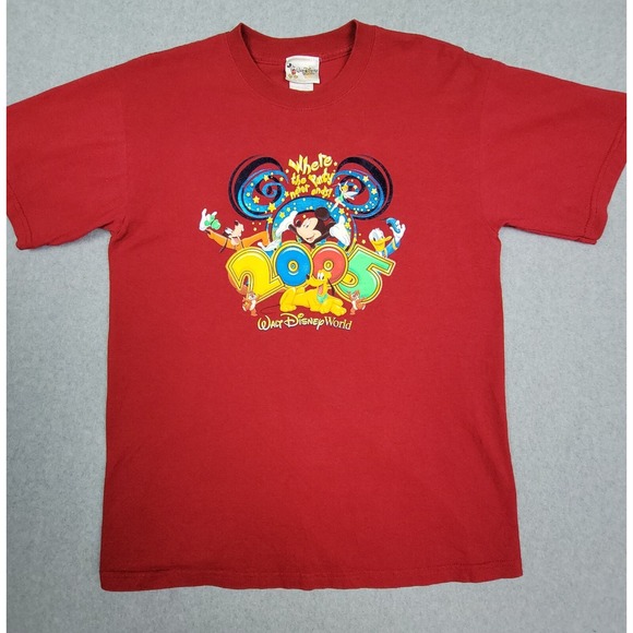 Disney Other - Vintage Disney World Shirt Mens Red 2005 Where The Party Never Ends Graphic Tee